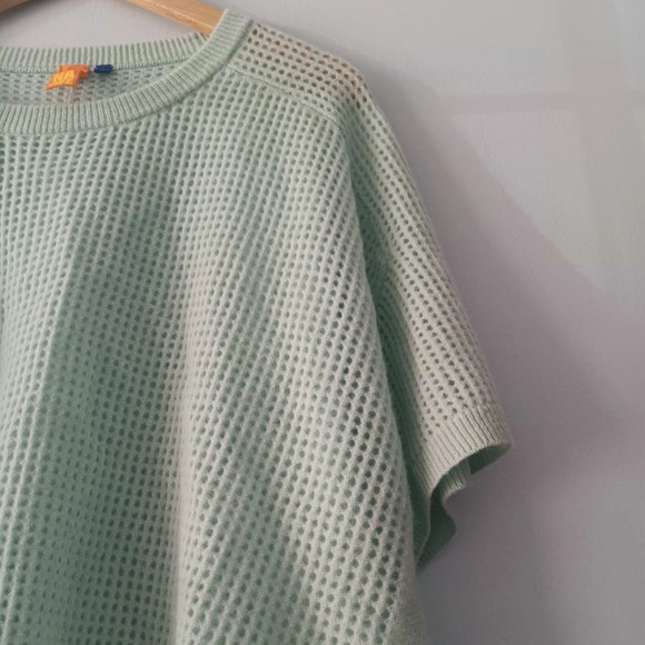 No Name 100% Cashmere Short Sleeve Sweater Lightweight Soft Knit Mint Green L - Picture 3 of 5
